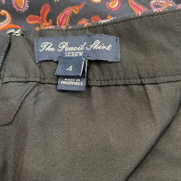 J Crew | No‎ 2 Pencil Skirt | Black/Purple/Pink Paisley Cotton | Size 4 - Picture 7 of 12